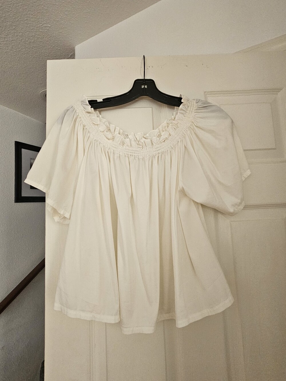 A.L.C. White Smocked Off-Shoulder Peasant Top